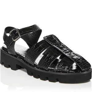 Freda Salvador Croc Embossed Austin Sandals, size 8.